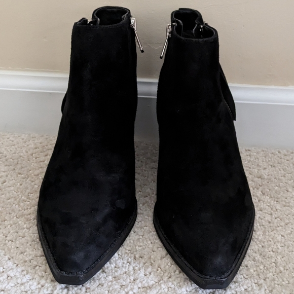 Sam Edelman Walden Ankle Boot Black Suede Block Heel Zipper Bootie - Picture 3 of 12